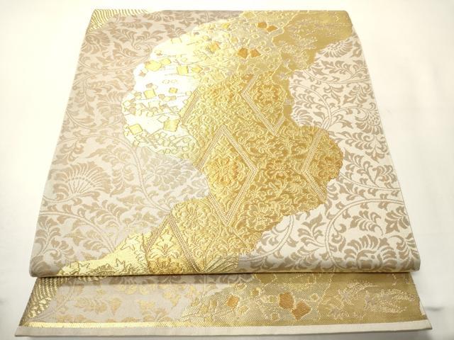 長閑やかさ屋お召しもの●西陣の名家 本家加納 六通柄袋帯 切嵌花鳥文 金糸 正絹 珠玉 CABF0332ak