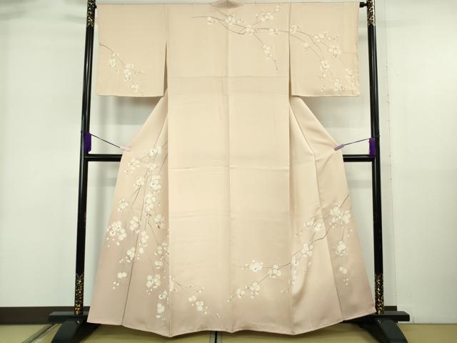 長閑やかさ屋御召しもの●御前上等 短い訪問着 駒刺しゅう 枝垂れ花 色つや地 暈し染め 金彩 珠玉 DZAB6520kh6