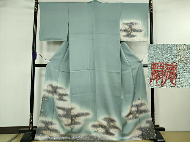 長閑やかさ屋御召しもの●御前上等 インターナショナル的言い慣わし芸術絵書き 十二代・藤林徳扇 苑寿 短い訪問着 エ霞 箔散らし広告 暈し染め 現ナマ彩 銀通し地 珠玉 未当て嵌める DZAB6530kh6