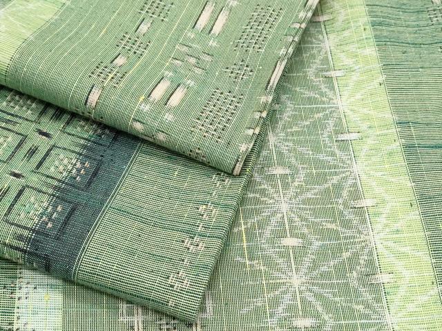 平和屋着物▽上質な紬 単衣 吉祥間道 正絹 逸品 CABG2673th|平和屋