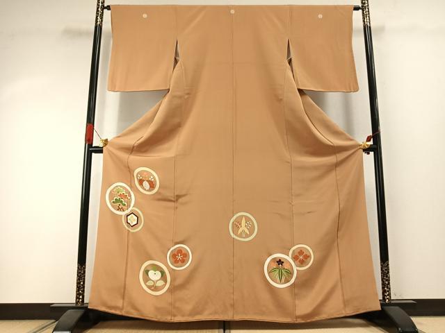 長閑やかさ屋御召しもの●銀座 志ま亀 色留袖 友禅 花丸文 金彩 正絹 珠玉 AABI1383fy