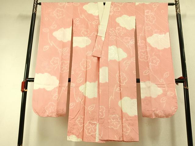 長閑やかさ屋御召しもの●振袖用長襦袢 袷 絞り 雲取り花文 正絹 珠玉 AABI1759fy