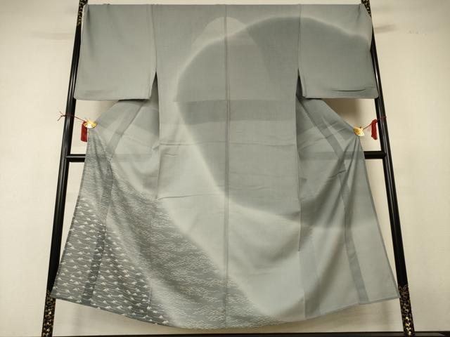長閑やかさ屋お召しもの＊夏物 成人男性 短い訪問着 紗 幾何学学文様 暈し染め キングサイズ 正絹 珠玉 AABI6645jd