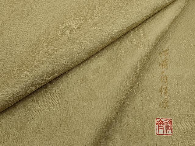 平和屋着物●染色作家　奥田祐斎　色無地　白樺染　風景地紋　白橡色　正絹　逸品　CABG2122ze｜平和屋 23,075円
