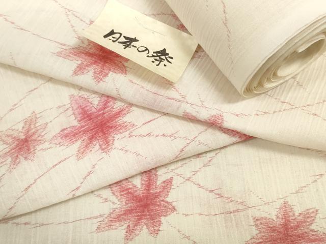 長閑やかさ屋御召しもの＊夏物 小紋 布切れ 着尺 芝楓文 未当て嵌める DABD7974zzz