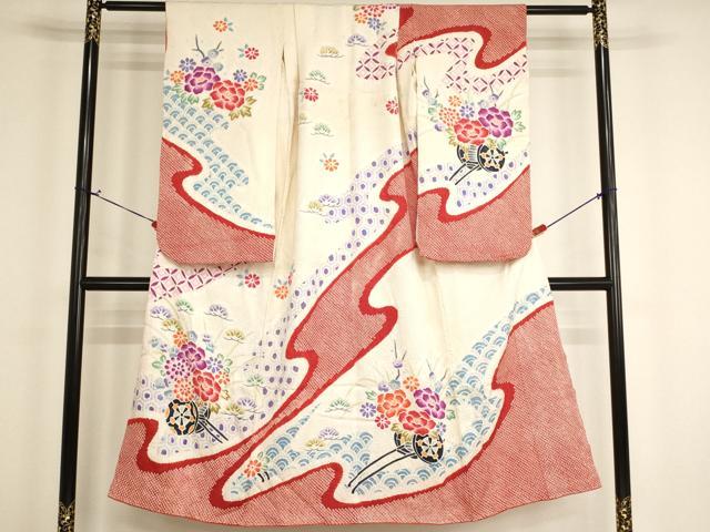 長閑やかさ屋御召しもの∵お嬢さん 十三参り ちびっ子 祝着 総絞り 割れ易い文 正絹 珠玉 AABH2873ja