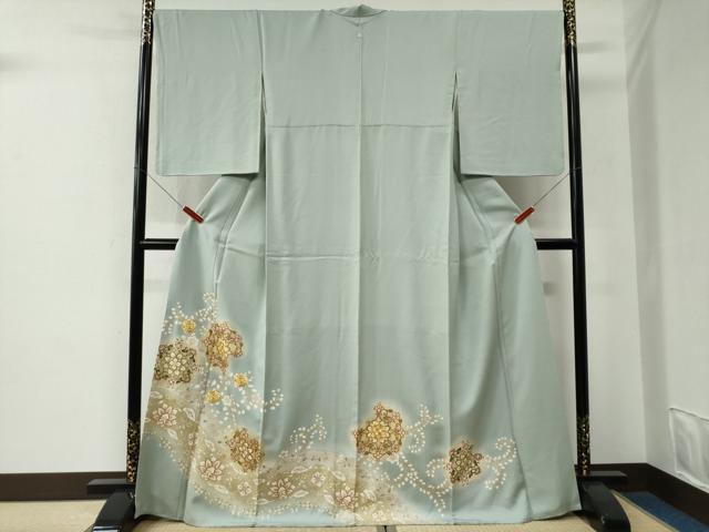 長閑やかさ屋御召しもの●晴れ晴れしい色留袖 駒刺しゅう 更紗花唐草文 暈し染め 金彩 正絹 珠玉 CABE2956yc