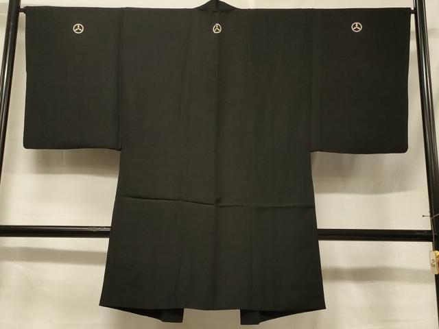 平和屋着物#男性 長羽織 黒紋付 羽裏:ライオン 正絹 逸品 CABF1258in|平和屋