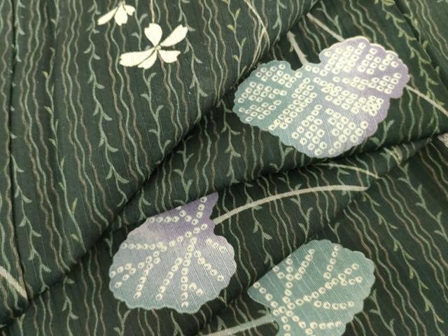長閑やかさ屋御召しもの＊夏物 小紋 紗 顕花植物 洗える御召しもの DABE1405op