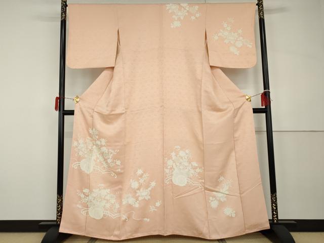 長閑やかさ屋御召しもの●短い訪問着 刺しゅう 割れ易い飾花文 正絹 珠玉 AABH3793cs