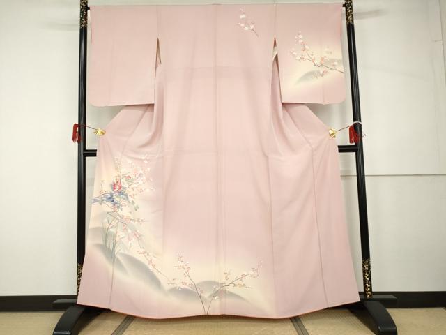 長閑やかさ屋御召しもの●短い訪問着 友禅 枝梅文 暈し染め 正絹 珠玉 AABH3794cs