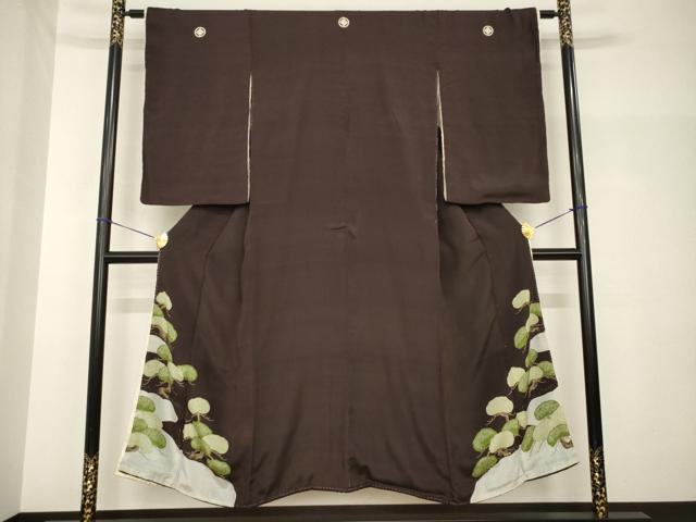 平和屋着物●アンティーク 大正ロマン 黒留袖 松 正絹 逸品 AABH7013ck|平和屋