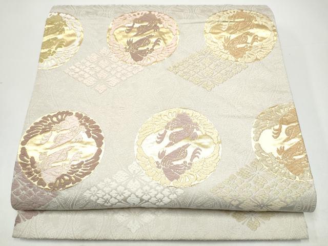 長閑やかさ屋御召しもの●六通柄袋帯 唐織 花鳥丸文 金糸 正絹 珠玉 CABH5089hy