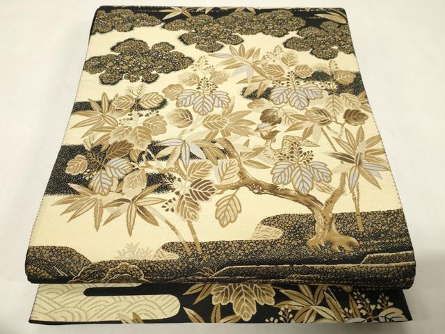 長閑やかさ屋お召しもの●六通柄袋帯 紹巴 桐竹鳳凰蒔絵 正絹 珠玉 CABG9480dy