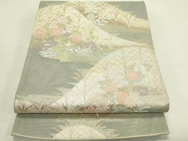 長閑やかさ屋御召しもの＊夏物 六通柄袋帯 顕花植物文 現ナマ糸 正絹 珠玉 未当て嵌める CABH5656rv