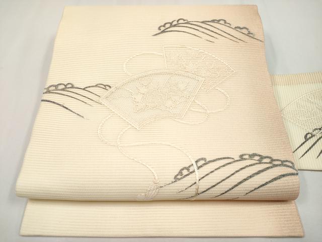 長閑やかさ屋御召しもの＊夏物 中国三大刺しゅう スワトウ刺しゅう 九寸名古屋帯 西洋紙花文 正絹 珠玉 未当てはめる CABH6123tx