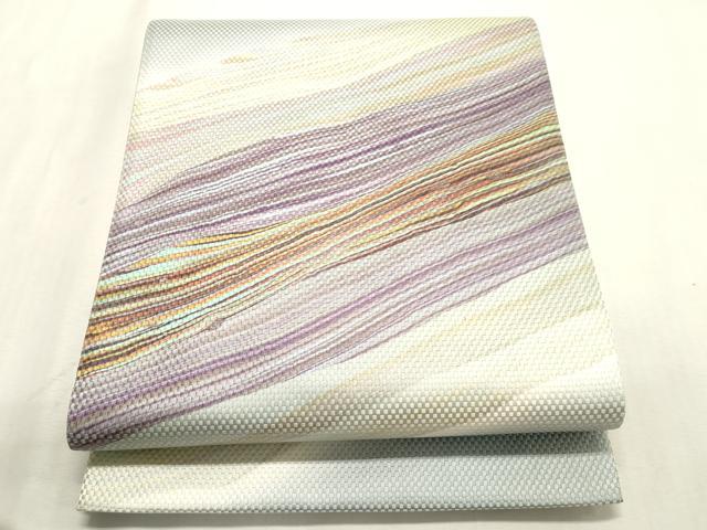 長閑やかさ屋御召しもの●膜鳴楽器柄袋帯 絵書き物 霞文 金通し地 やまと誂製 正絹 珠玉 CABH6499dy