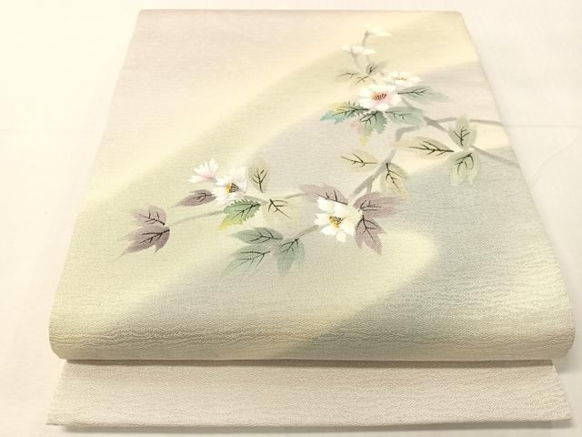 長閑やかさ屋御召しもの●膜鳴楽器柄袋帯 墨付き 枝花文 正絹 珠玉 CABI4028vp