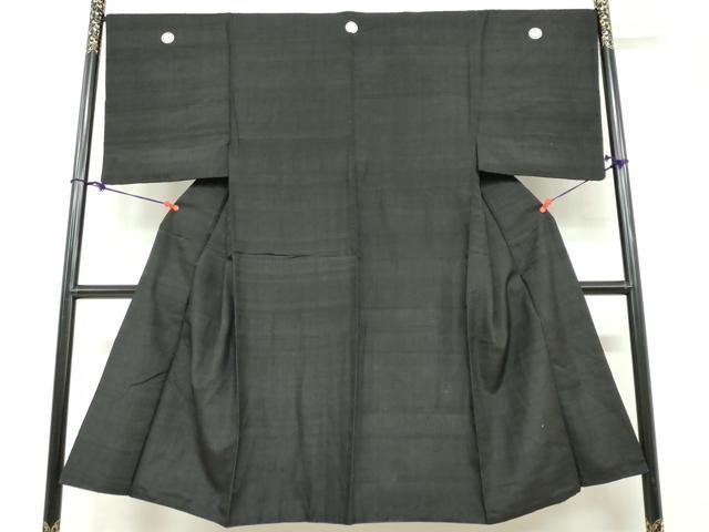 長閑やかさ屋お召しもの●成人男性 黒紋付 紬地 正絹 珠玉 DABF1597ud