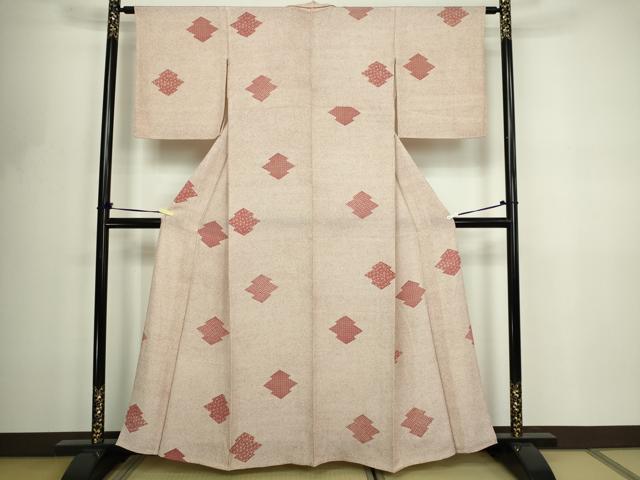 長閑やかさ屋御召しもの▽御膳上等な小紋 単衣 吉祥花文 正絹 珠玉 DABF8803sf