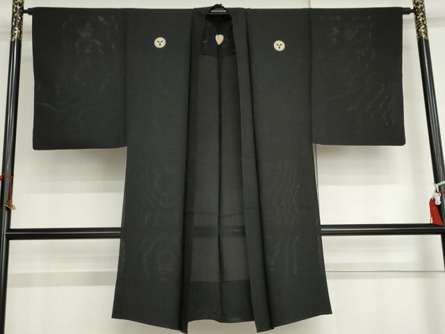 長閑やかさ屋お召しもの▽成人男性 黒紋付 長羽織 スリー時節 春夏秋 塵除け 正絹 珠玉 AABI6189cs