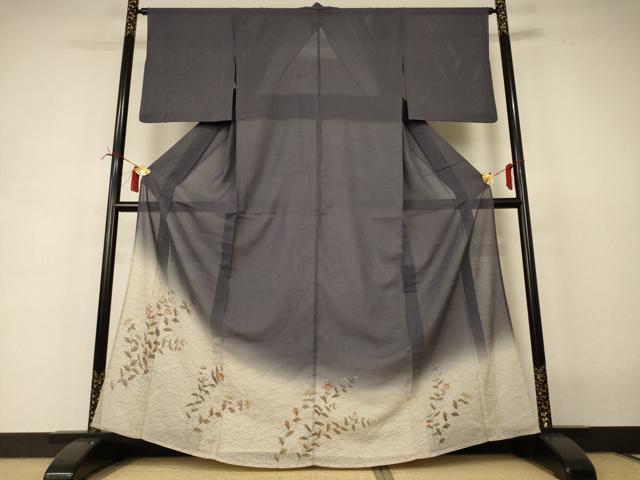 平和屋着物*夏物 訪問着 紗 草花文 暈し染め 正絹 逸品 AABI6609jd|平和屋
