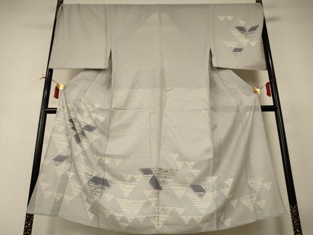 長閑やかさ屋御召しもの＊夏物 成人男性 短い訪問着 変わり絽 幾何学学文様 キングサイズ 正絹 珠玉 AABI6626jd