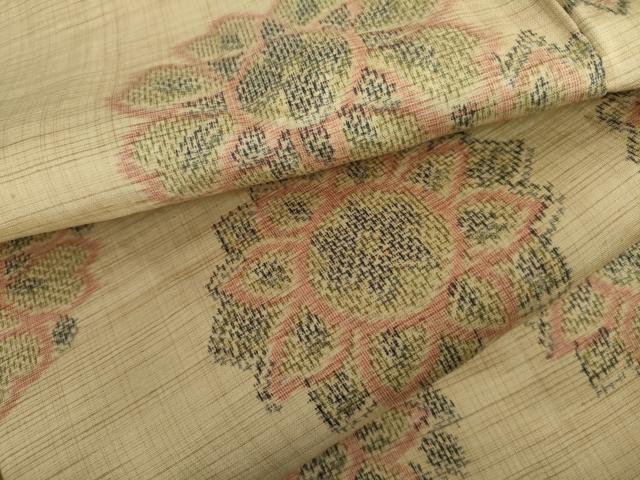 平和屋着物▽上質な紬 単衣 舞花文 正絹 逸品 AABI7167cs|平和屋