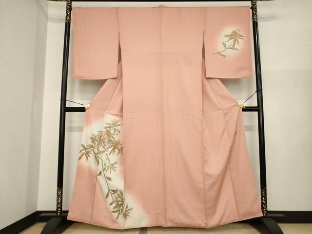 長閑やかさ屋御召しもの●金彩友禅 飛び切り手なみ者・細工師・和田光正 短い訪問着 枝花文 暈し染め 金彩 正絹 珠玉 AABI7532ck