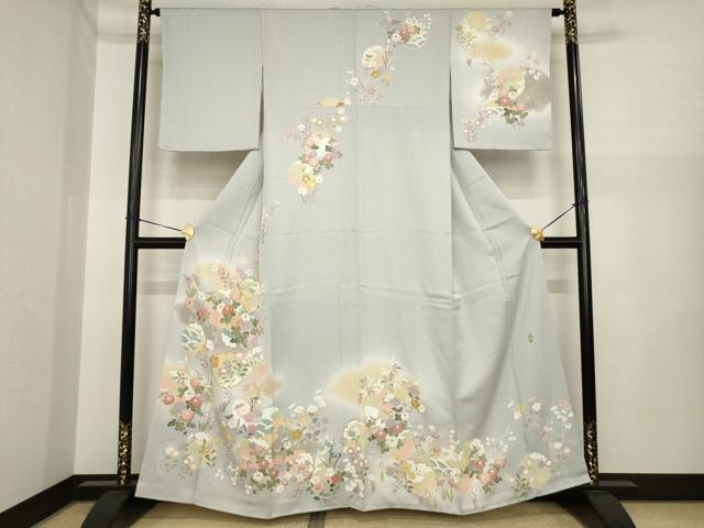 平和屋着物●宝生富美子　訪問着　友禅　駒刺繍　雪輪花文　暈し染め　金彩　正絹　逸品　AABI7533ck｜平和屋