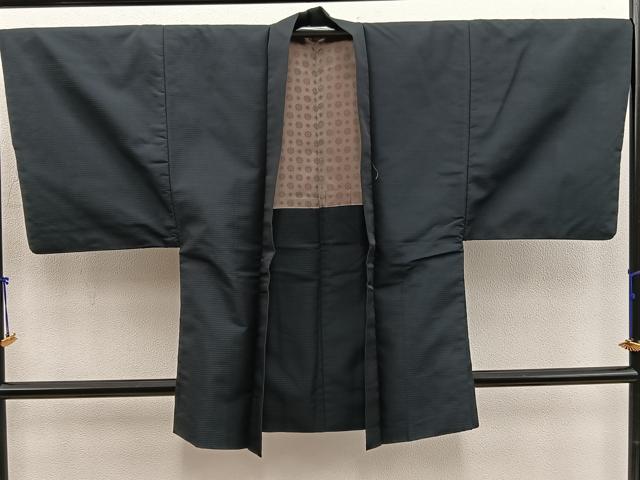 長閑やかさ屋お召しもの＃成人男性 羽織 紬地 80亀甲 総端っこ 正絹 珠玉 BAAX5194mz