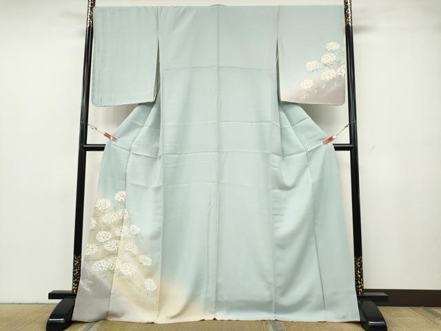 長閑やかさ屋御召しもの●短い訪問着 枝花文 暈し染め 金彩 正絹 珠玉 CABG5413ut