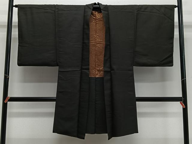 長閑やかさ屋お召しもの＃成人男性 長羽織 黒紋付 正絹 珠玉 CABH3252ua