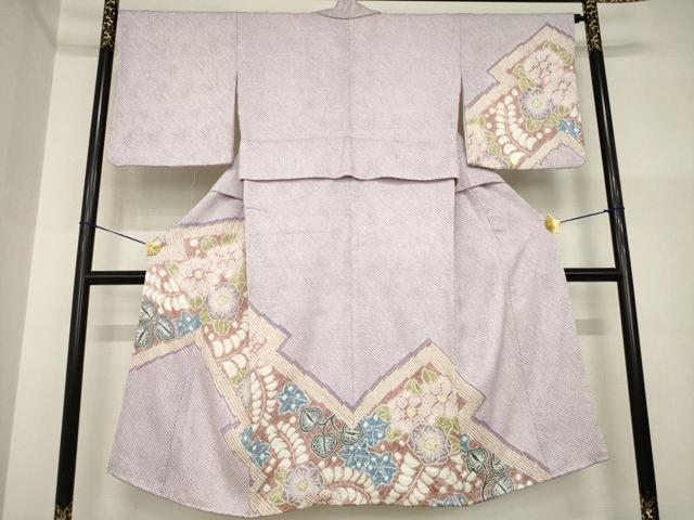 平和屋着物●名門　藤娘きぬたや・総絞り　訪問着　松皮菱花文　正絹　逸品　AABI5288ck｜平和屋