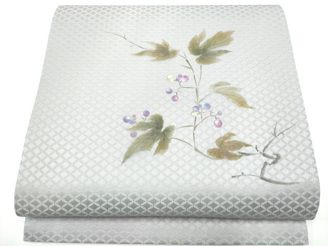 長閑やかさ屋御召しもの●膜鳴楽器柄袋帯 墨付き 枝花文 正絹 珠玉 CABG6038hy