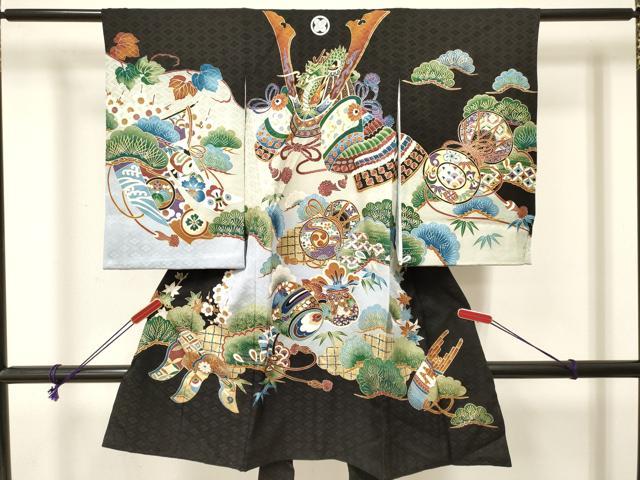 長閑やかさ屋御召しもの[]お宮参り お坊っちゃん 祝着 産着 初着 のしめ 龍 兜 鼓笹松文 暈し染め 金彩 珠玉 DABE7101ma