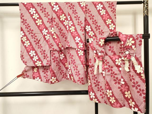 平和屋着物[]七五三　女の子　３歳　祝着　三つ身　被布セット　桜尽くし　逸品　未使用　DABE7170ma｜平和屋