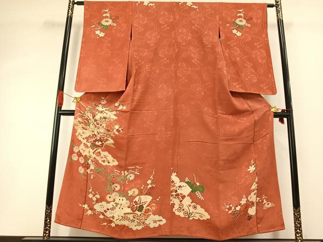 平和屋着物●アンティーク 大正ロマン 訪問着 刺繍 雲取り冊子花文 金彩 正絹 逸品 AABI1631fy|平和屋