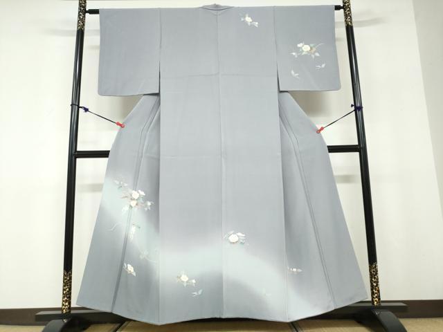 長閑やかさ屋御召しもの●短い訪問着 友禅 枝花文 暈し染め 正絹 珠玉 DABD9943ud
