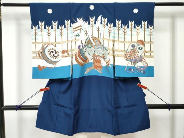 平和屋着物[]お宮参り　男の子　祝着　産着　初着　のしめ　矢羽　兜　逸品　DABE7390ma｜平和屋