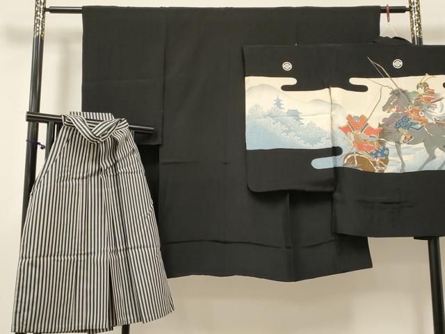 平和屋着物[]七五三　男の子　祝着・羽織・行灯袴セット　武士　逸品　DABC5473ma｜平和屋