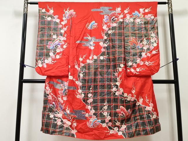 平和屋着物[]七五三　女の子　７歳　祝着　四つ身　舞蝶枝桜文　金銀彩　DABE7303ma｜平和屋