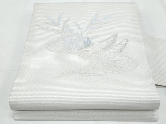 平和屋着物＊夏物 九寸名古屋帯 流水枝葉文 銀糸 正絹 逸品 CABI5881fb｜平和屋