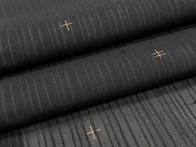 平和屋着物＊夏物 紗紬 十字文様 黒地 正絹 逸品 CABJ4056xi｜平和屋
