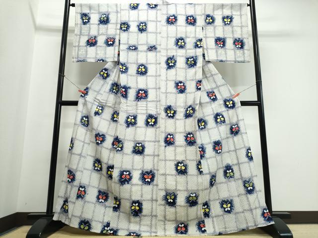 平和屋着物∴夏物 浴衣 有松鳴海絞り 市松舞蝶文 綿 逸品 CABJ0196ng|平和屋