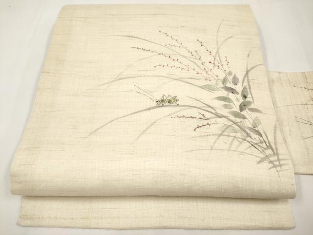 平和屋着物*夏物 九寸名古屋帯 手描き 夏虫 麻 逸品 CABJ5609tx|平和屋