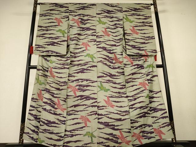 平和屋着物*夏物 小紋 絹紅梅 浴衣兼用 勝虫 絹綿 逸品 AABK2687jd|平和屋