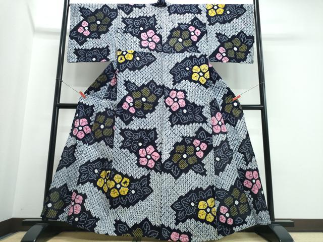 平和屋着物∴夏物 浴衣 有松鳴海絞り 舞花文 綿 逸品 CABJ0187ng|平和屋