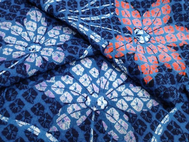 平和屋着物&there4;夏物　浴衣　有松鳴海絞り　蜘蛛絞り　舞葉文　綿　逸品　CABJ0207ng｜平和屋