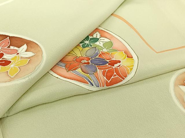 平和屋着物▽上質な小紋 単衣 花丸文 金彩 正絹 逸品 AABJ0196jh|平和屋